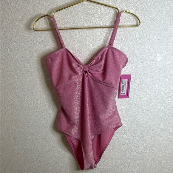 NWT- Betsy Johnson- Barbie Pink Metallic one piece swimsuit - Medium - Picture 1 of 11
